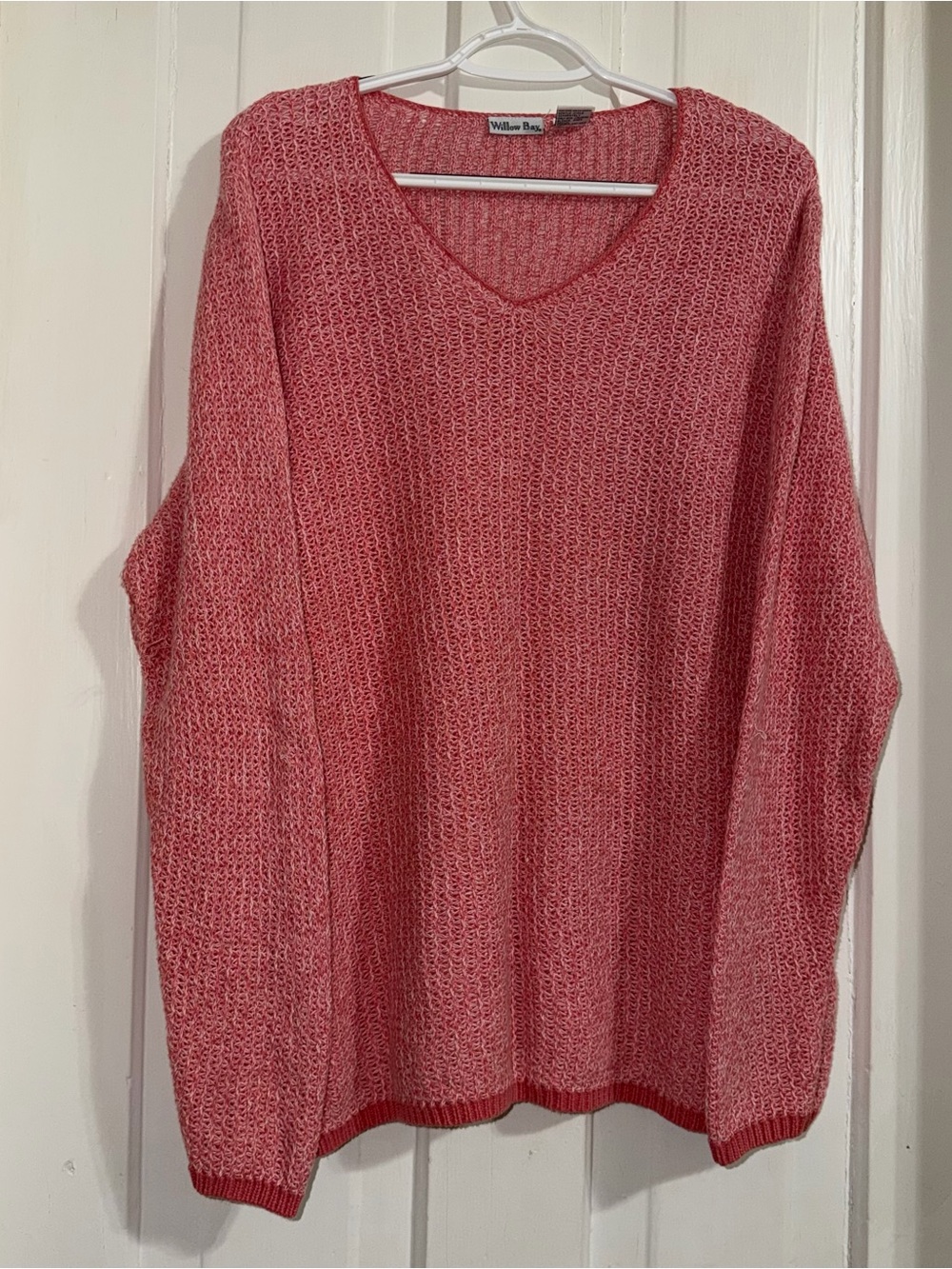 Women's 1X 14/16w Pink‎ V-Neck Knit Sweater shirt top winter cute Heathered